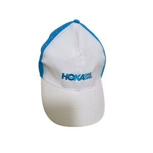 Hoka One One White & Blue Perforated Cap "Time To Fly" Adjustable One Size Polye